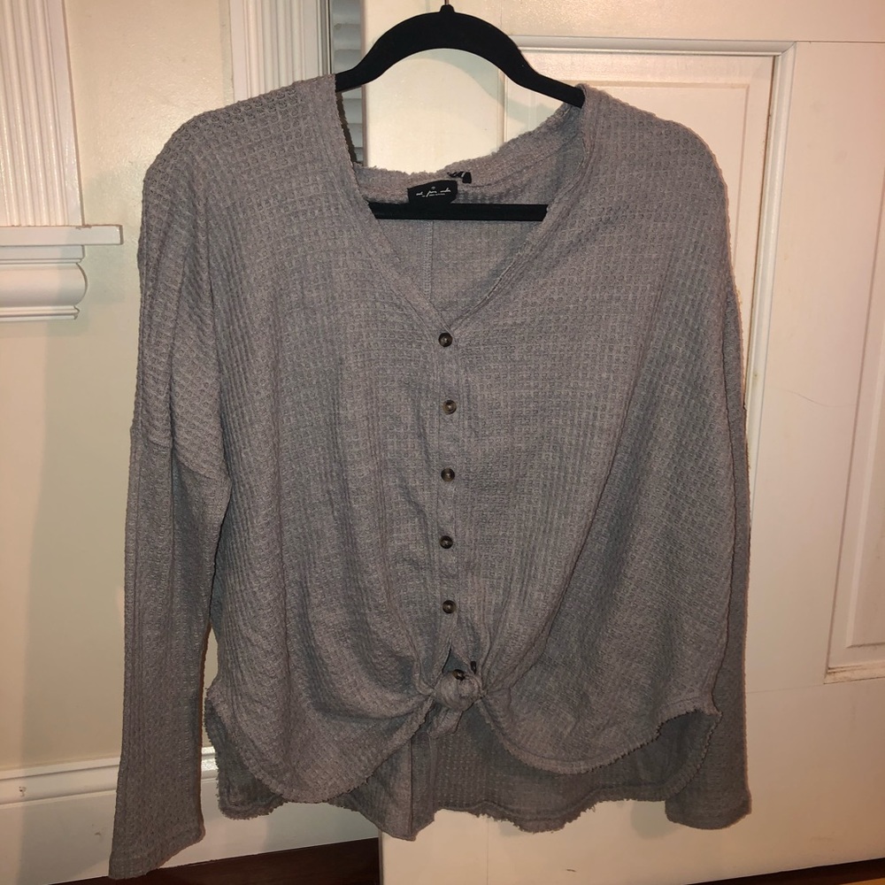 Gray waffle sweater urban outfitters